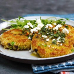 Moroccan Spiced Potato Cakes With Mint Chimichurri﻿