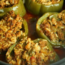 Slow Cooker Beef And Rice Stuffed Peppers