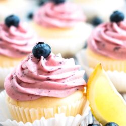 Gluten-Free Lemon Cupcakes with Blueberry Frosting