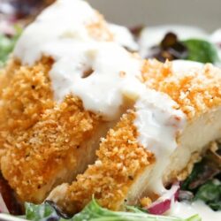 Creamy Garlic Parmesan Crispy Chicken Salad