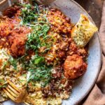 Saucy Braised Garlic Butter Meatballs with Orzo