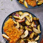 Crispy Cheddar Pork Chops With Brussels Sprouts & Apples