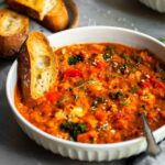 Roasted Garlic Vegetable Stew with Red Lentils and Tomatoes
