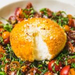 Fried Burrata with Balsamic-Marinated Tomatoes