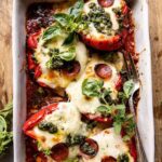 Spicy Pesto Cheese Stuffed Roasted Red Peppers