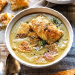 Creamy Broccoli and Butternut Squash Soup with Cheddar Brie Pastries