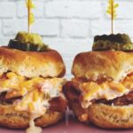 Pimento Cheese Biscuit Sliders with Ham and Sweet n Spicy Pickles